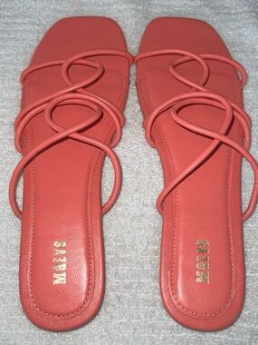 Maeve Coral Strappy Slide Sandals